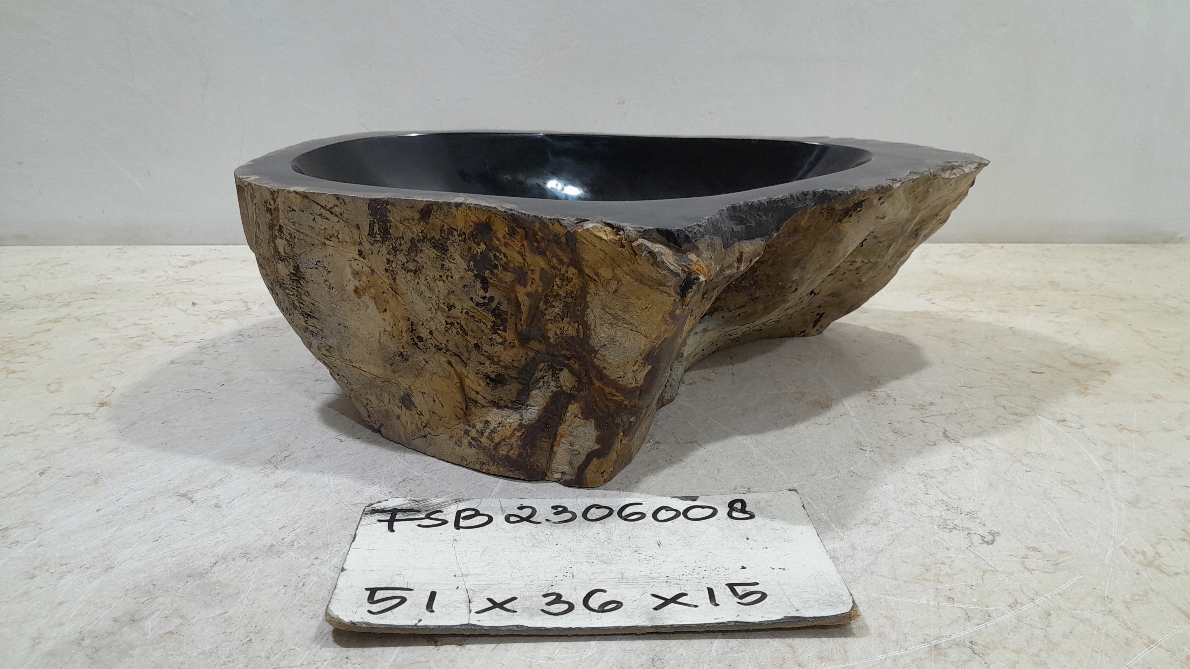 Natural Handmade Petrified Wood Basin - FSB506008