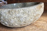 Handmade Natural Oval River Stone Bathroom Basin - RXS 2306016