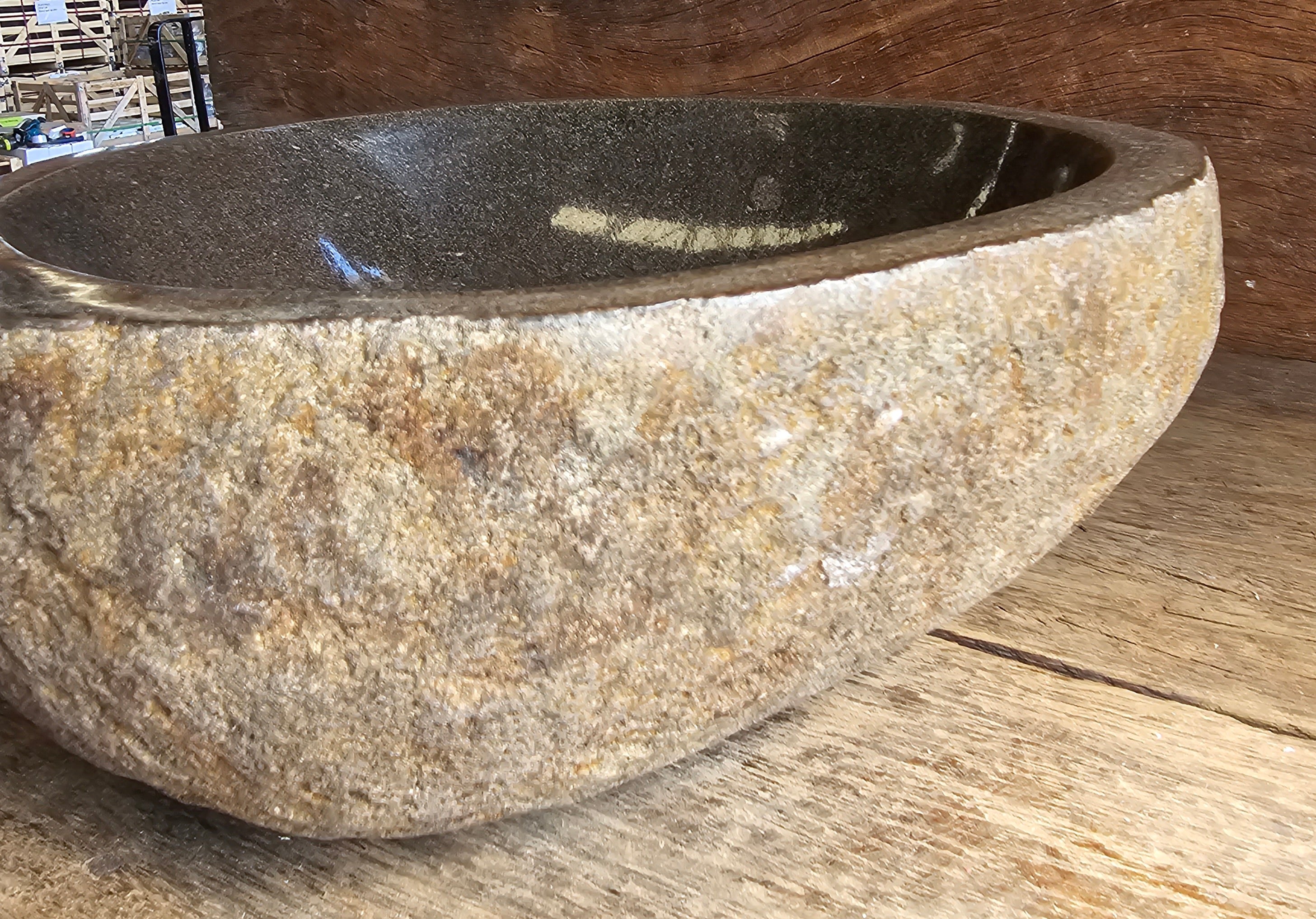 Handmade Natural Oval River Stone Bathroom Basin - RXS 2306002