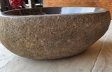 Handmade Natural Oval River Stone Bathroom Basin - RM 2306026
