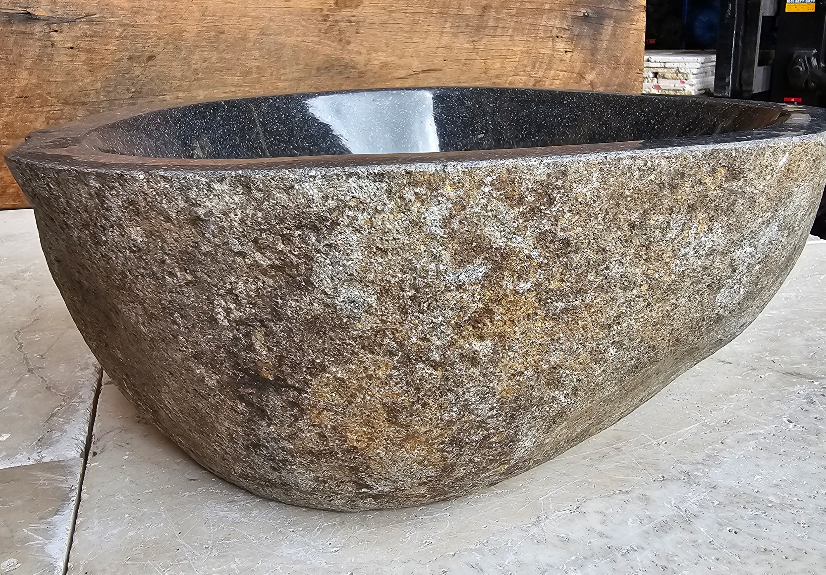 Handmade Natural Oval River Stone Bathroom Basin - RS 2306003