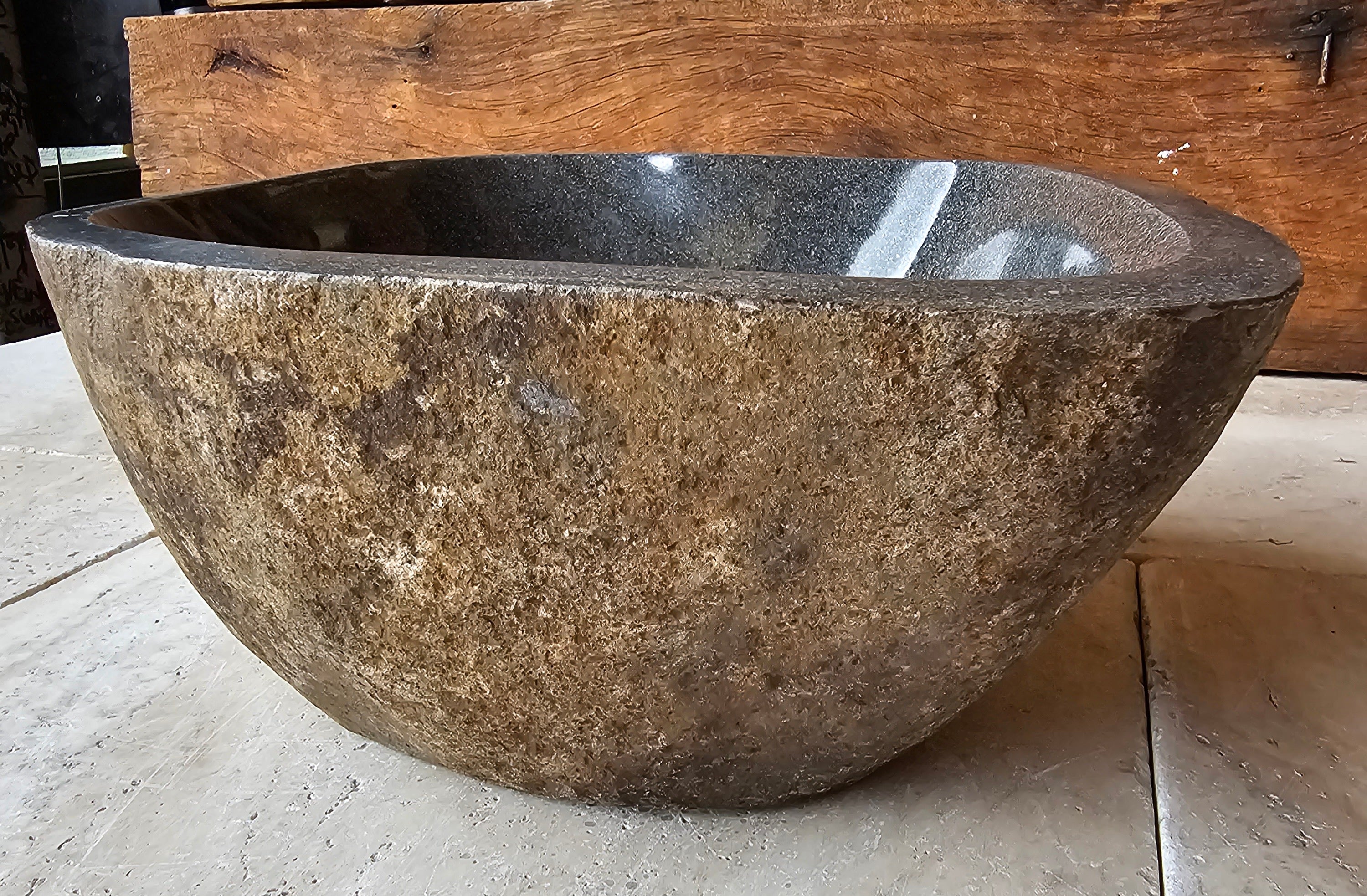 Handmade Natural Oval River Stone Bathroom Basin - RM 2306008