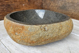 Handmade Natural Oval River Stone Bathroom Basin - RS 2306008