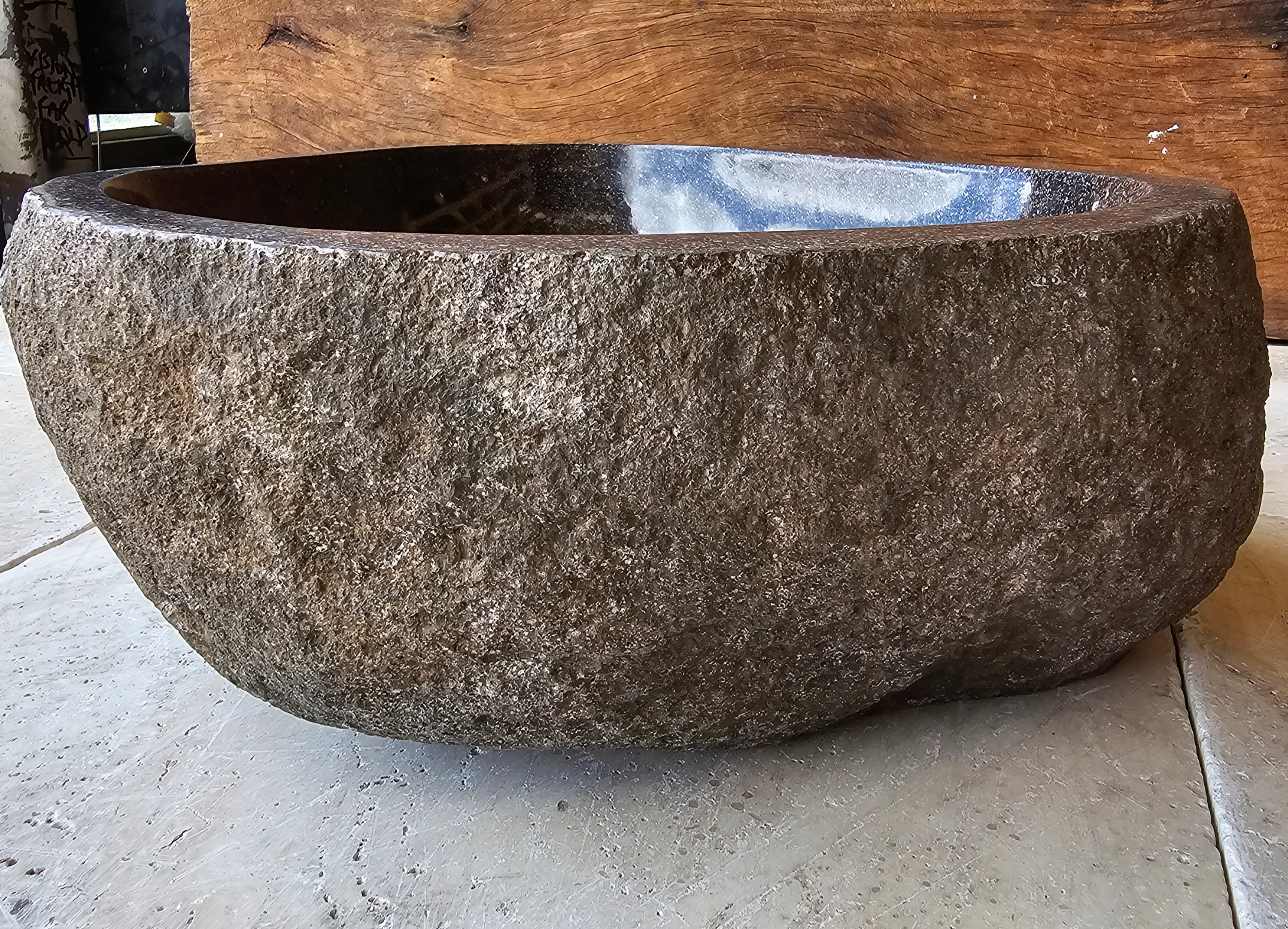 Handmade Natural Oval River Stone Bathroom Basin - RM 2306009