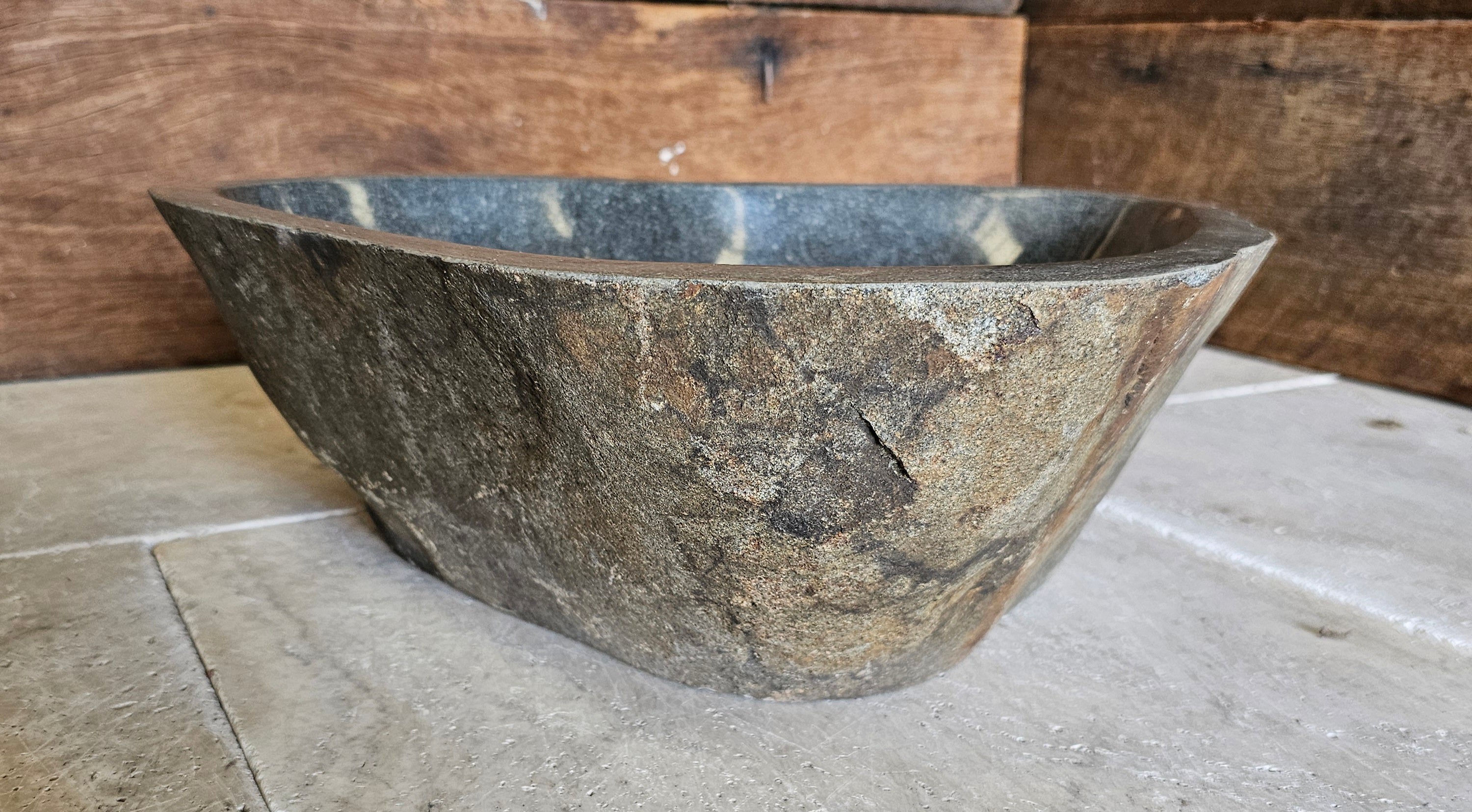 Handmade Natural Oval River Stone Bathroom Basin - RM 2306173
