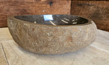 Handmade Natural Oval River Stone Bathroom Basin - RM 2306171