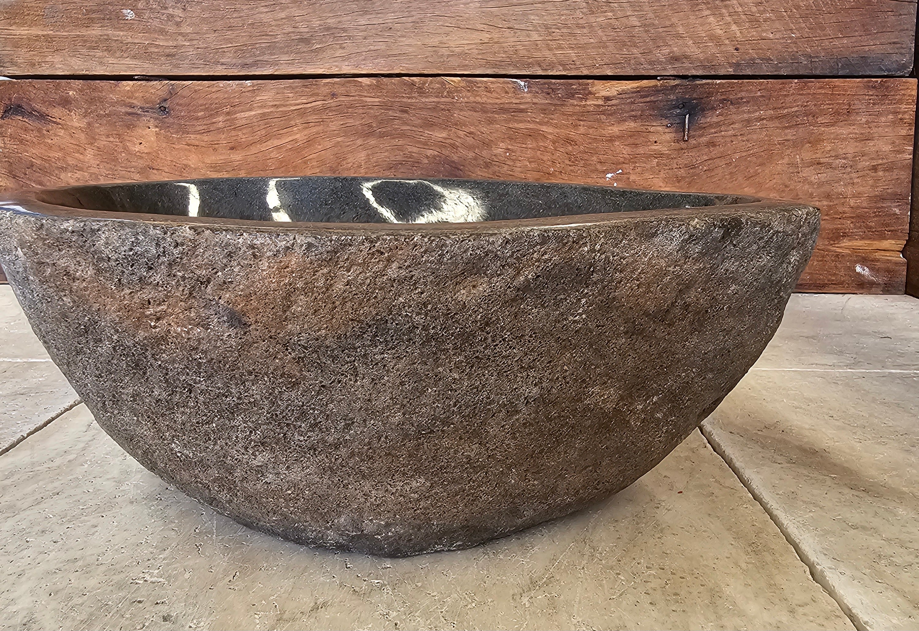 Handmade Natural Oval River Stone Bathroom Basin - RM 2306169