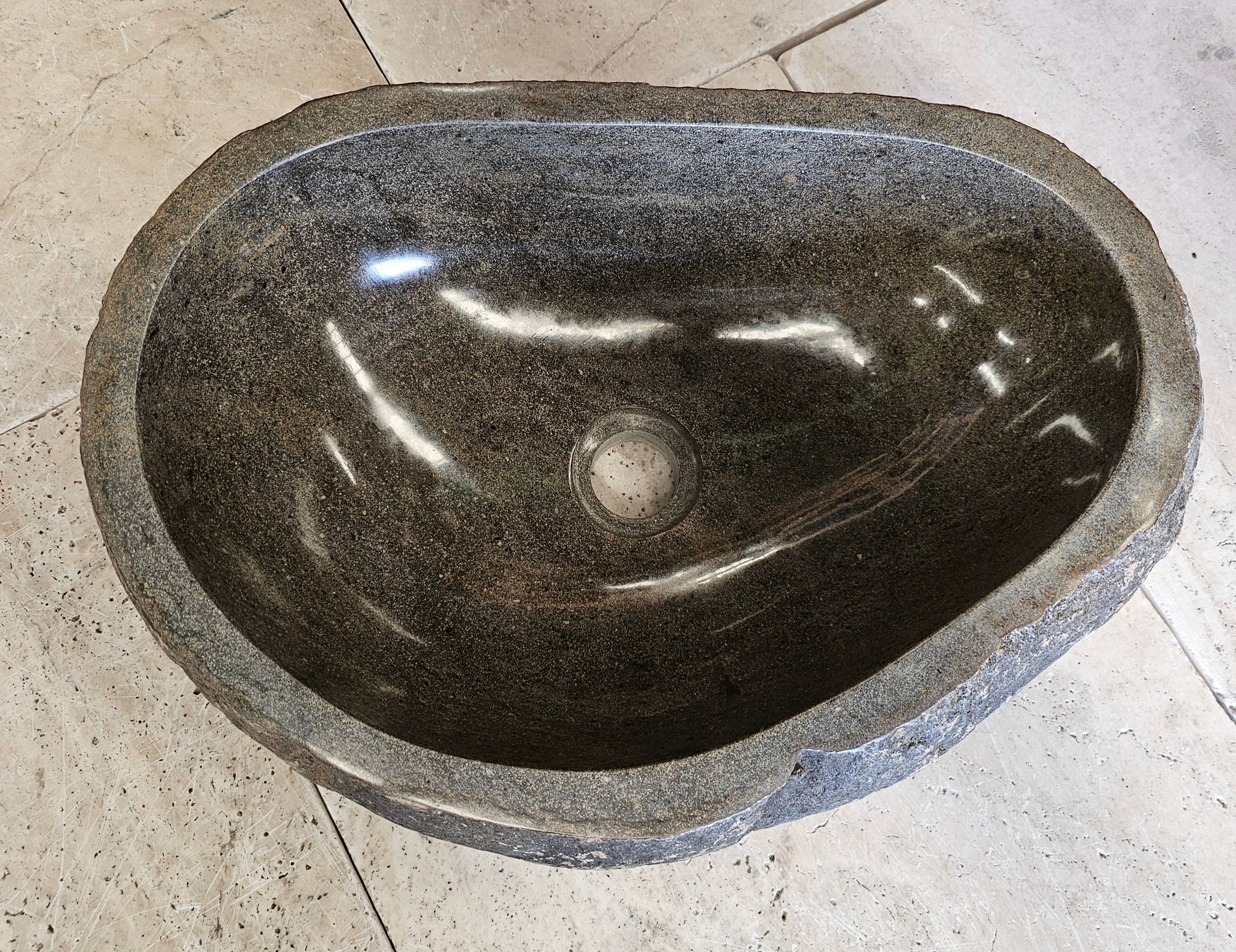 Handmade Natural Oval River Stone Bathroom Basin - RM 2306116