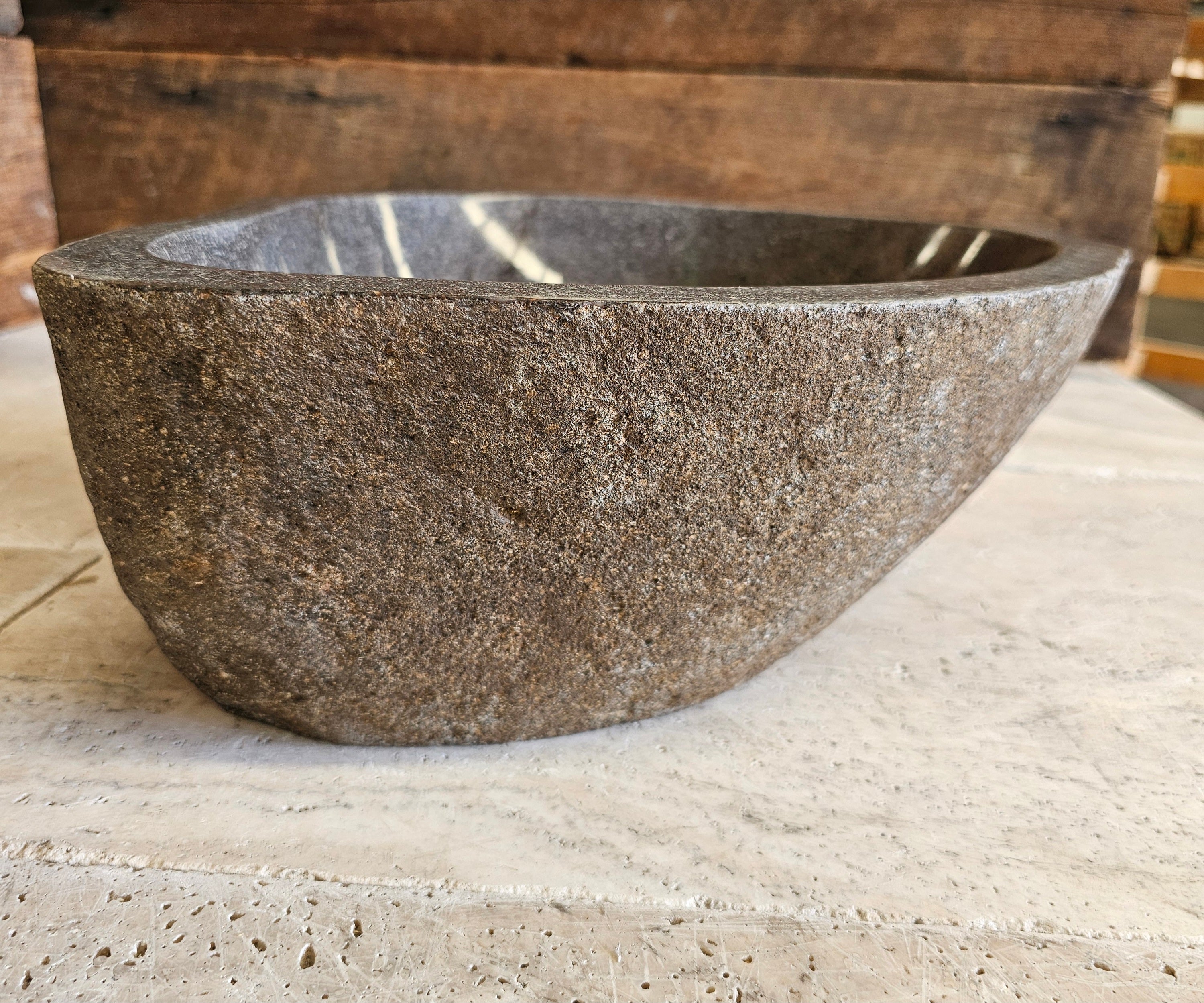 Handmade Natural Oval River Stone Bathroom Basin - RM 2306139