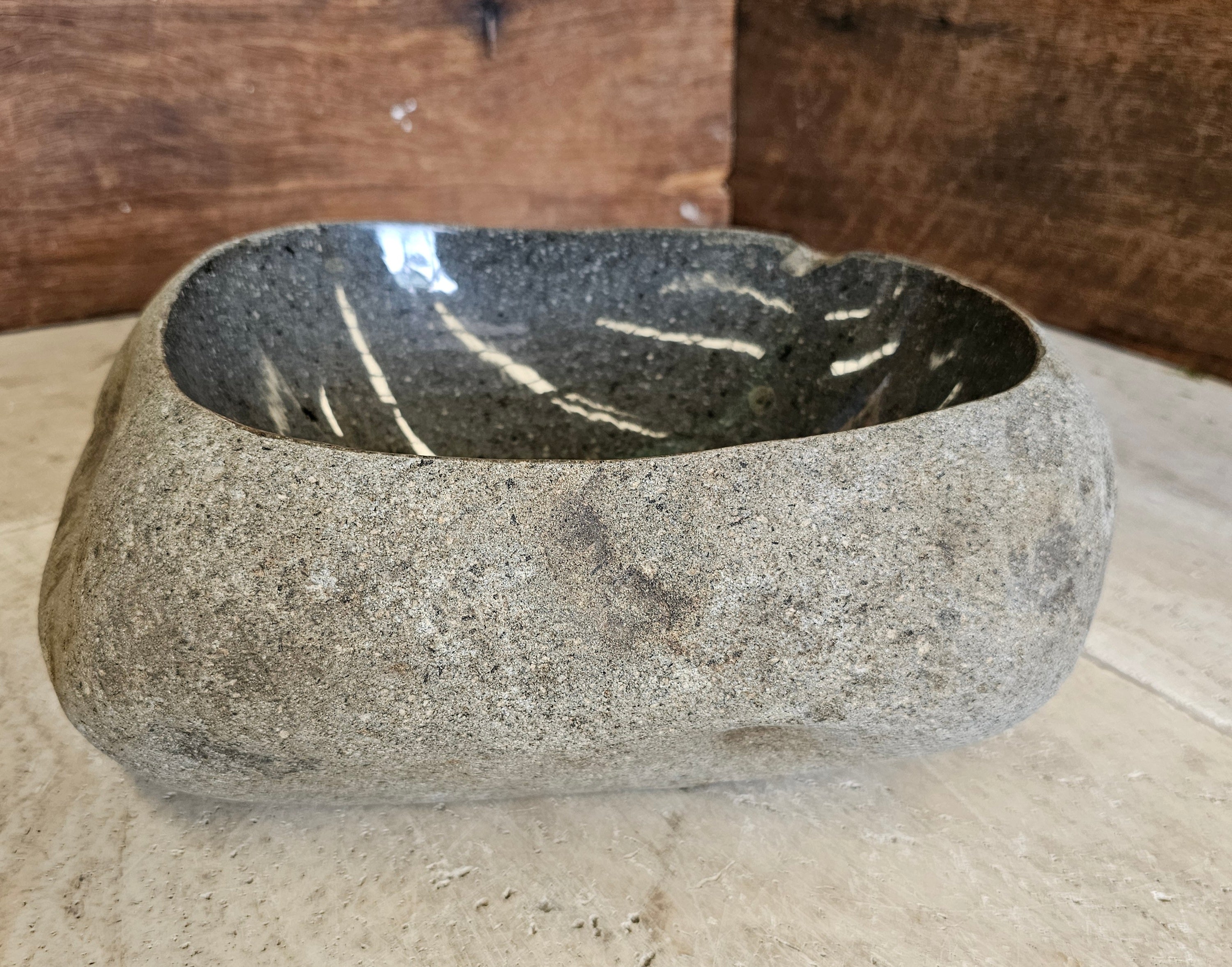 Handmade Natural Oval River Stone Bathroom Basin - RVS2306001