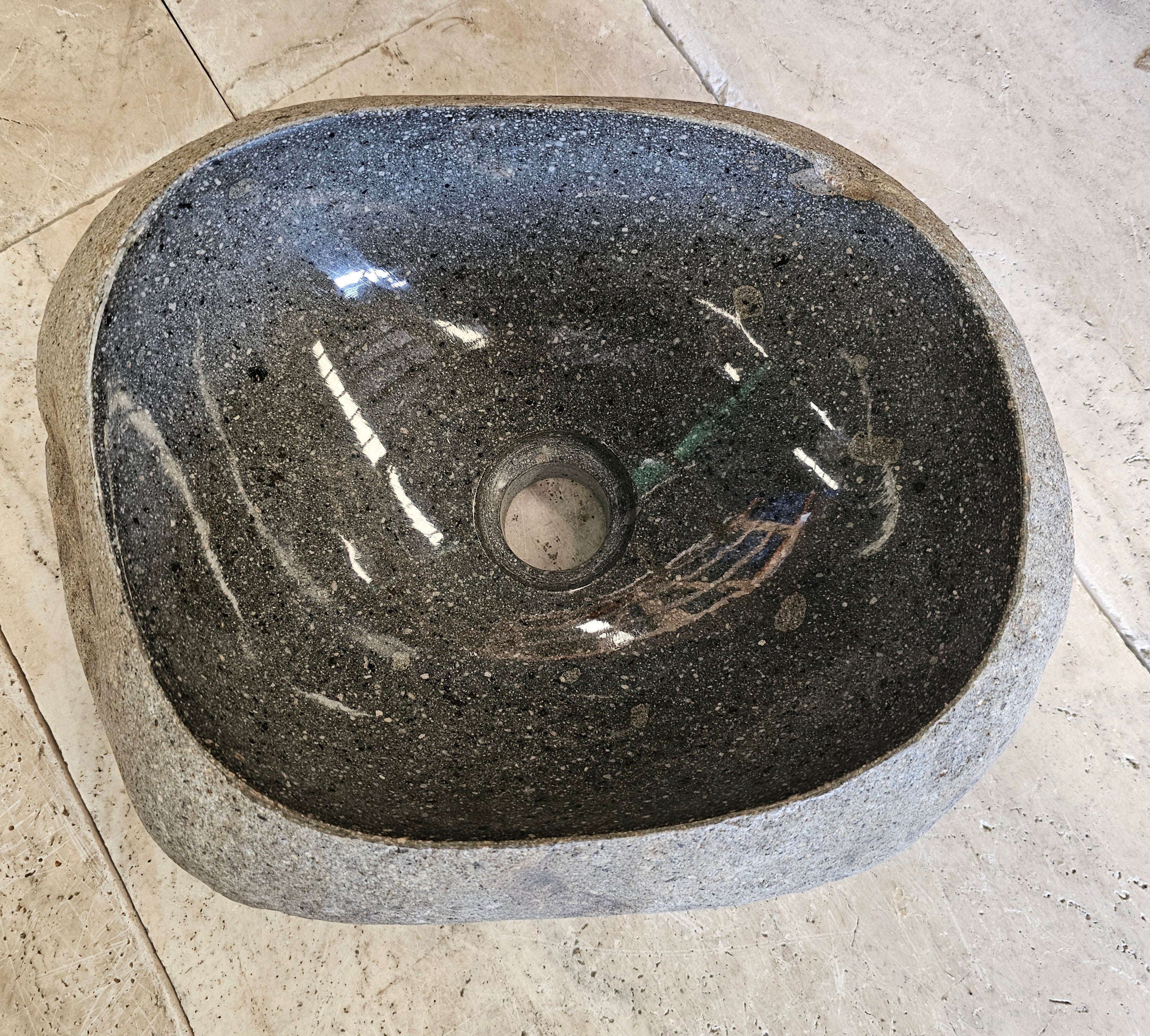 Handmade Natural Oval River Stone Bathroom Basin - RVS2306001