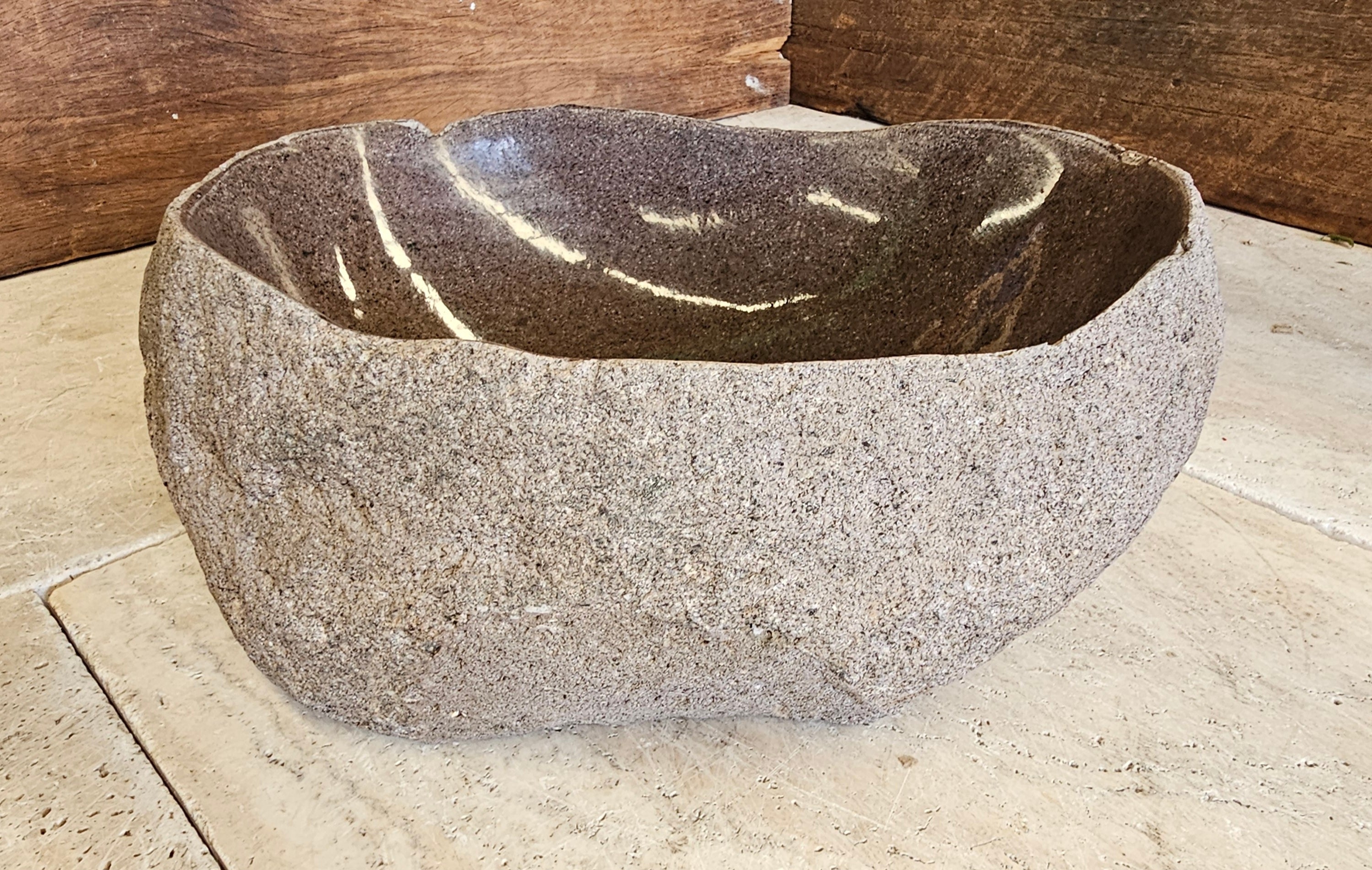 Handmade Natural Oval River Stone Bathroom Basin - RVS2306010