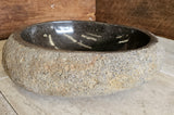 Handmade Natural Oval River Stone Bathroom Basin - RS2306090