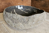 Handmade Natural Oval River Stone Bathroom Basin - RS2306002