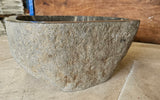 Handmade Natural Oval River Stone Bathroom Basin - RS2306096