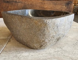 Handmade Natural Oval River Stone Bathroom Basin - RS2306096