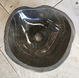 Handmade Natural Oval River Stone Bathroom Basin - RS2306076