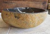 Handmade Natural Oval River Stone Bathroom Basin - RS2306076