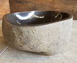 Handmade Natural Oval River Stone Bathroom Basin - RS2306083