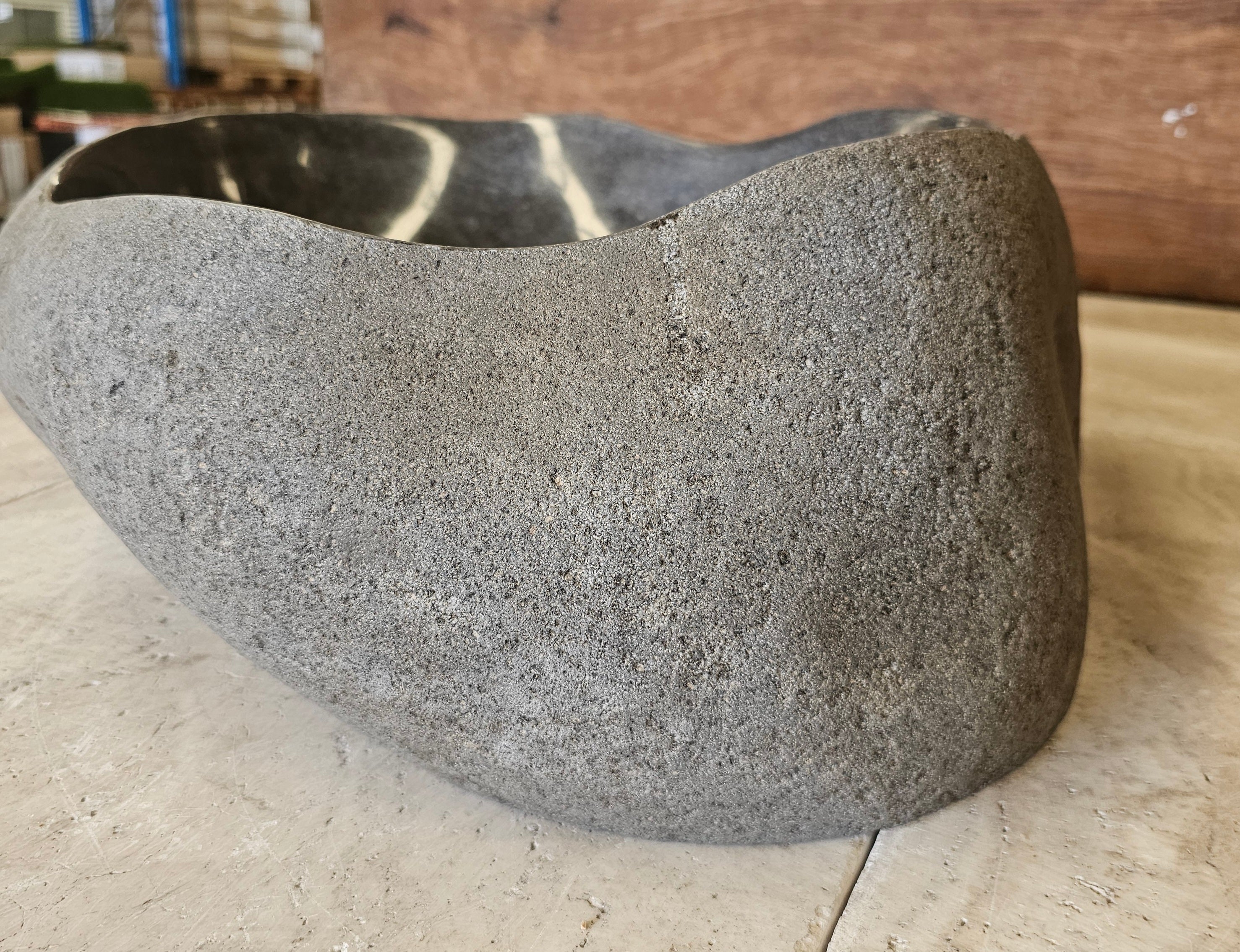Handmade Natural Oval River Stone Bathroom Basin - RVM 2212105
