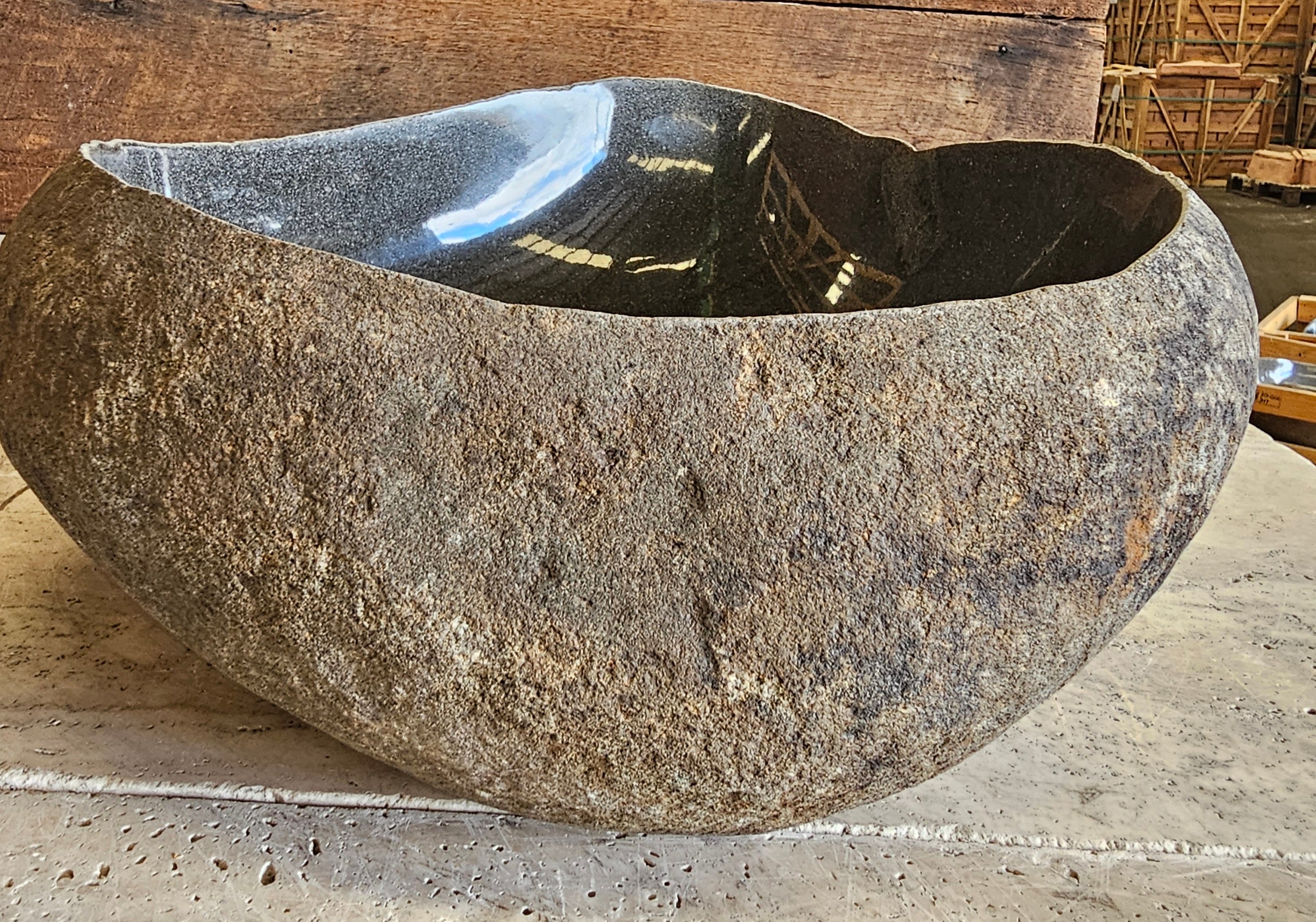 Handmade Natural Oval River Stone Bathroom Basin - RVM 2212106