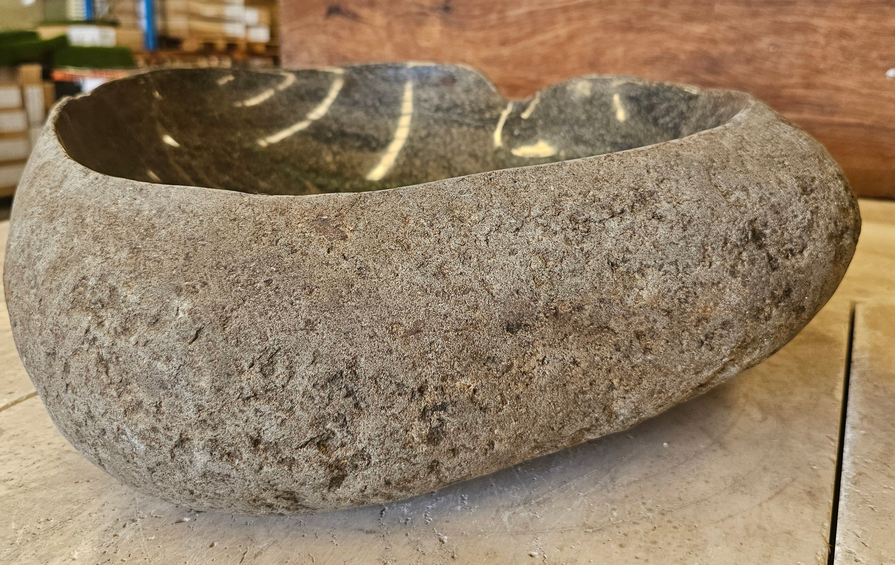 Handmade Natural Oval River Stone Bathroom Basin - RVL 221238