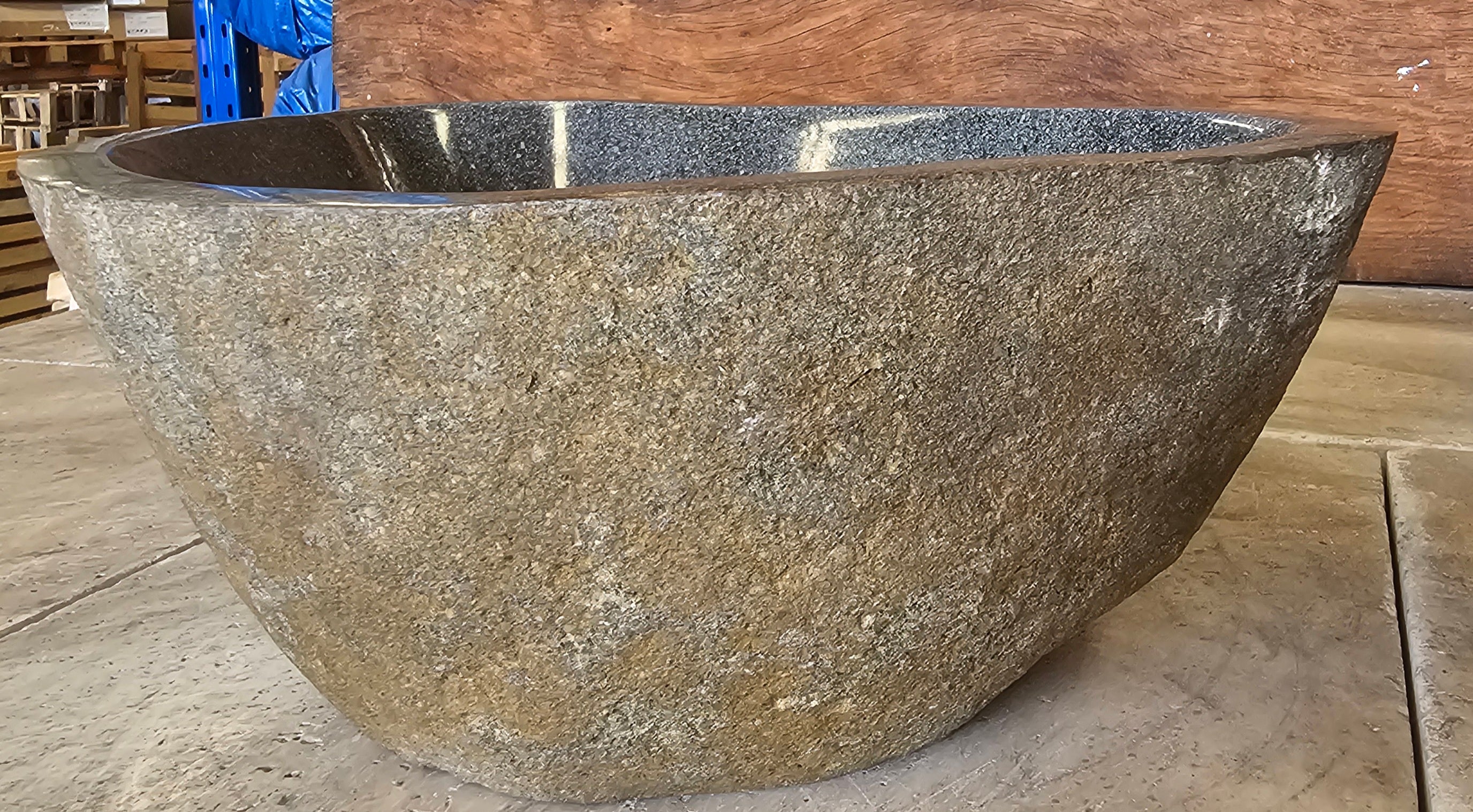 Handmade Natural Oval River Stone  Bathroom Basin Moon Spec - RM2310078