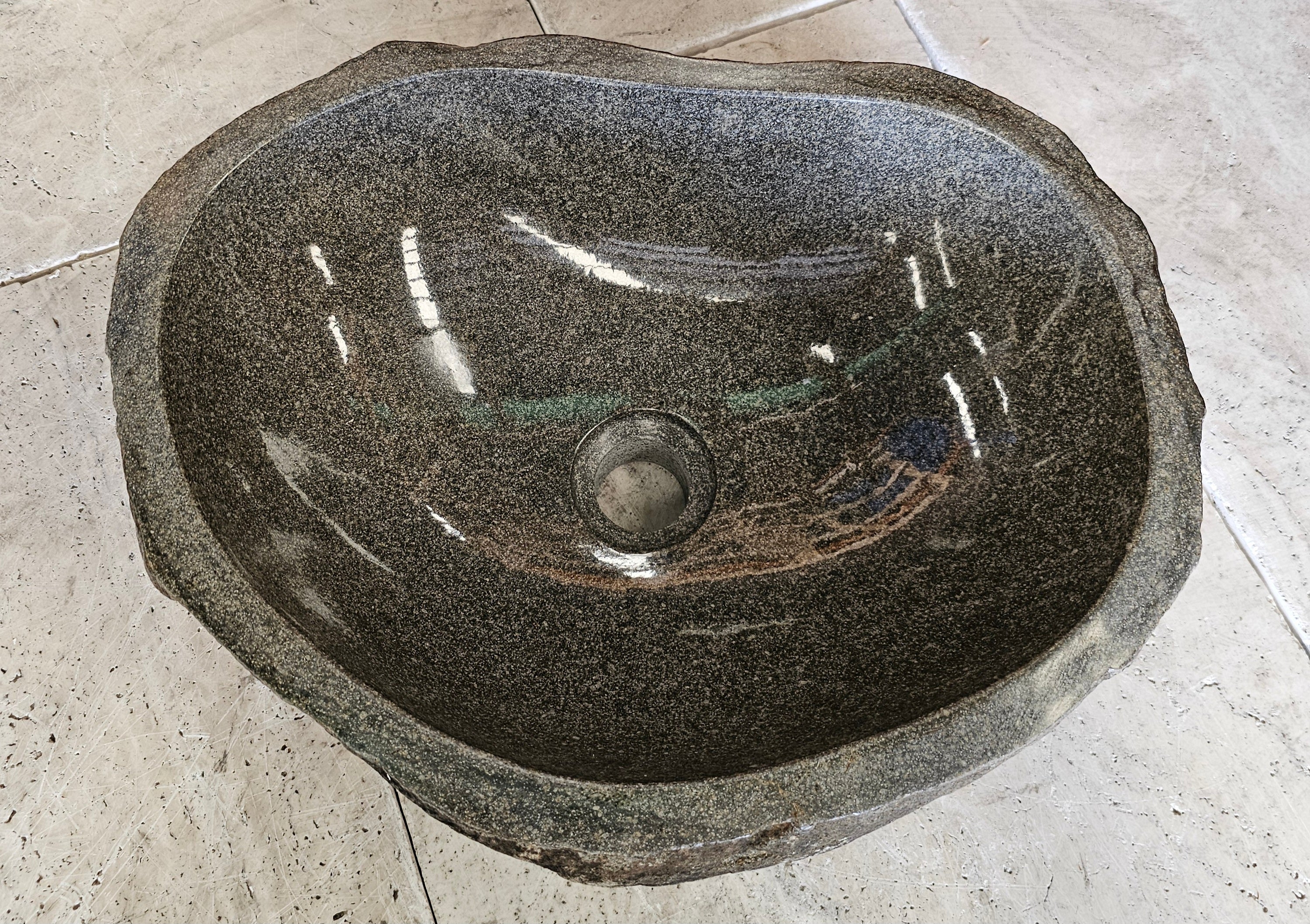 Handmade Natural Oval River Stone  Bathroom Basin  - RM2310011