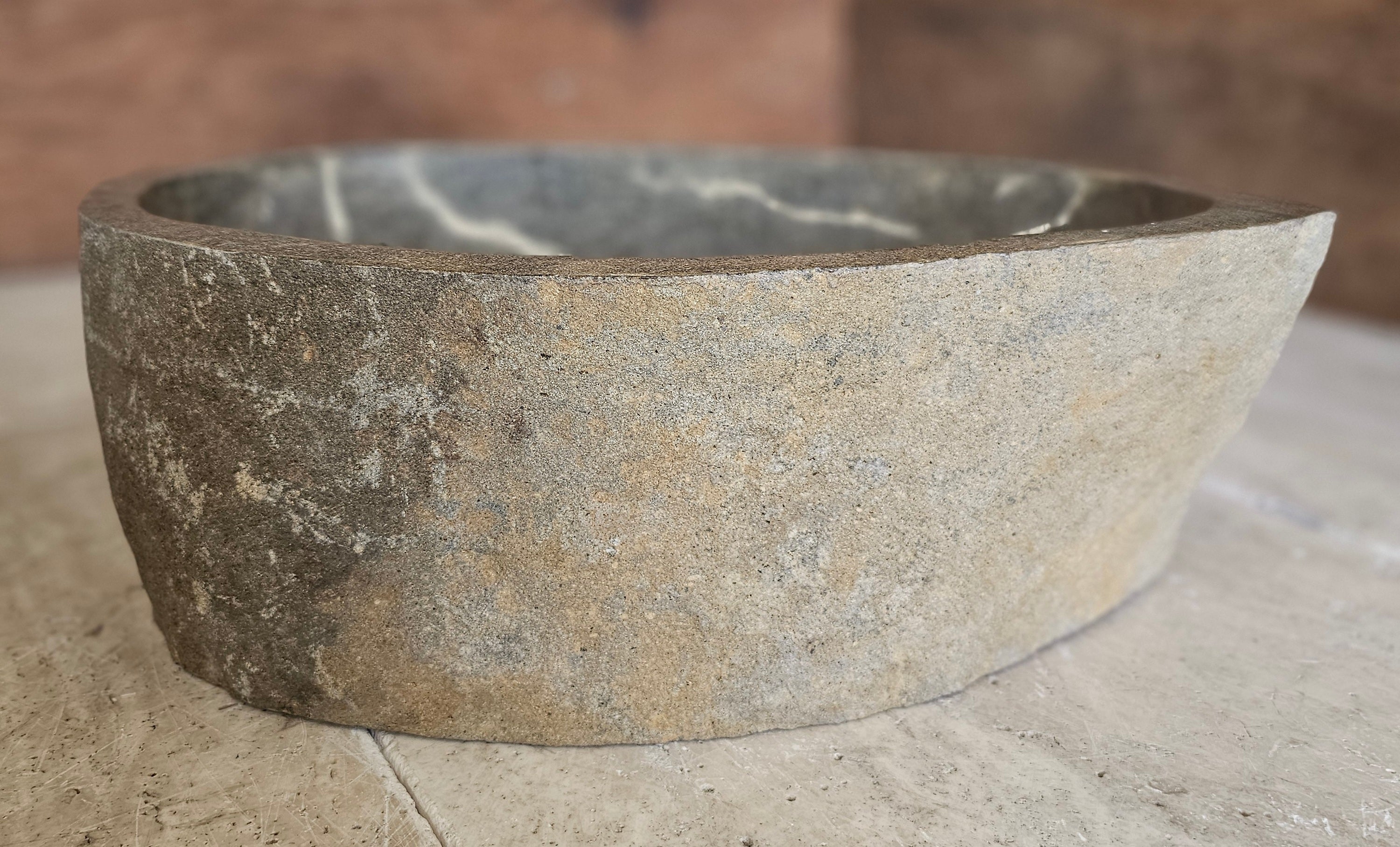 Handmade Natural Oval River Stone  Bathroom Basin  - RM  2310125