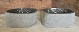 Handmade Natural Oval River Stone Bathroom Basin - Twin Set RS2306007
