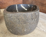 Handmade Natural Oval River Stone Bathroom Basin - Twin Set RS2306006