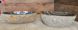 Handmade Natural Oval River Stone Bathroom Basin - Twin Set RM 2309022