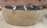 Handmade Natural Oval River Stone Bathroom Basin - Twin Set RM 2309021