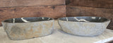 Handmade Natural Oval River Stone Bathroom Basin - Twin Set RL2309011