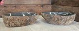 Handmade Natural Oval River Stone Bathroom Basin - Twin Set RM2309015