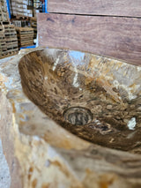 Natural Handmade Petrified Wood Basin - FSB231008