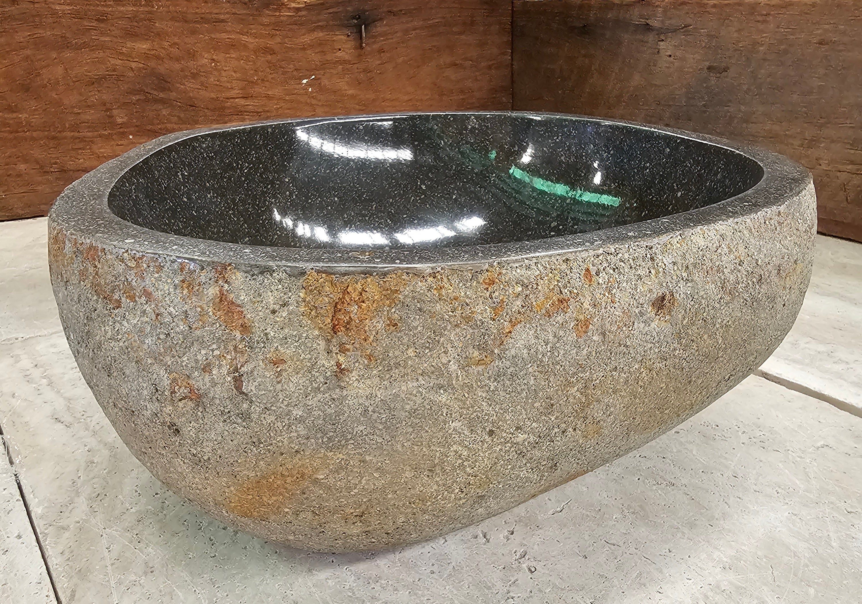 Handmade Natural Oval River Stone  Bathroom Basin  RS 2310011