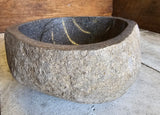 Handmade Natural Oval River Stone  Bathroom Basin  RS 2310049