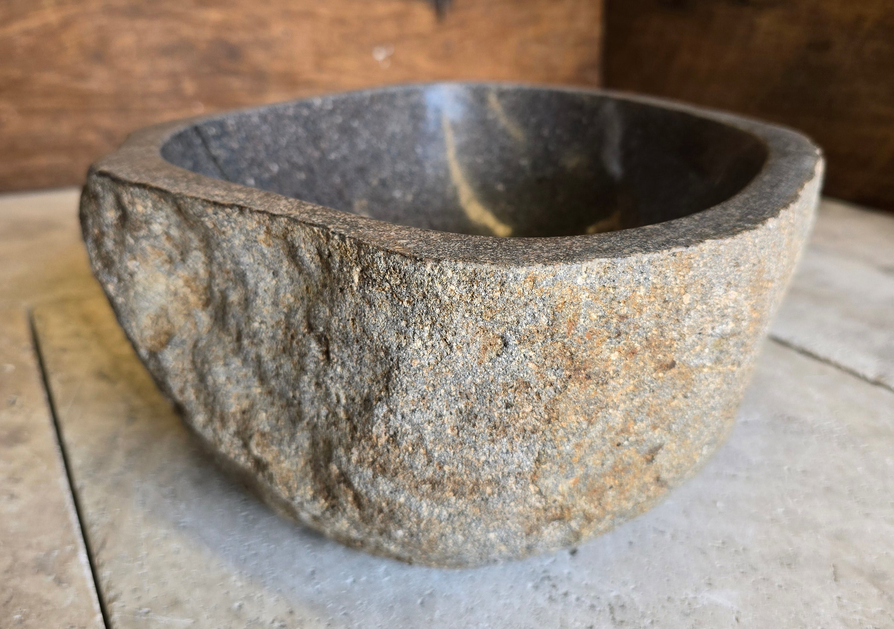 Handmade Natural Oval River Stone  Bathroom Basin  RS 2310049