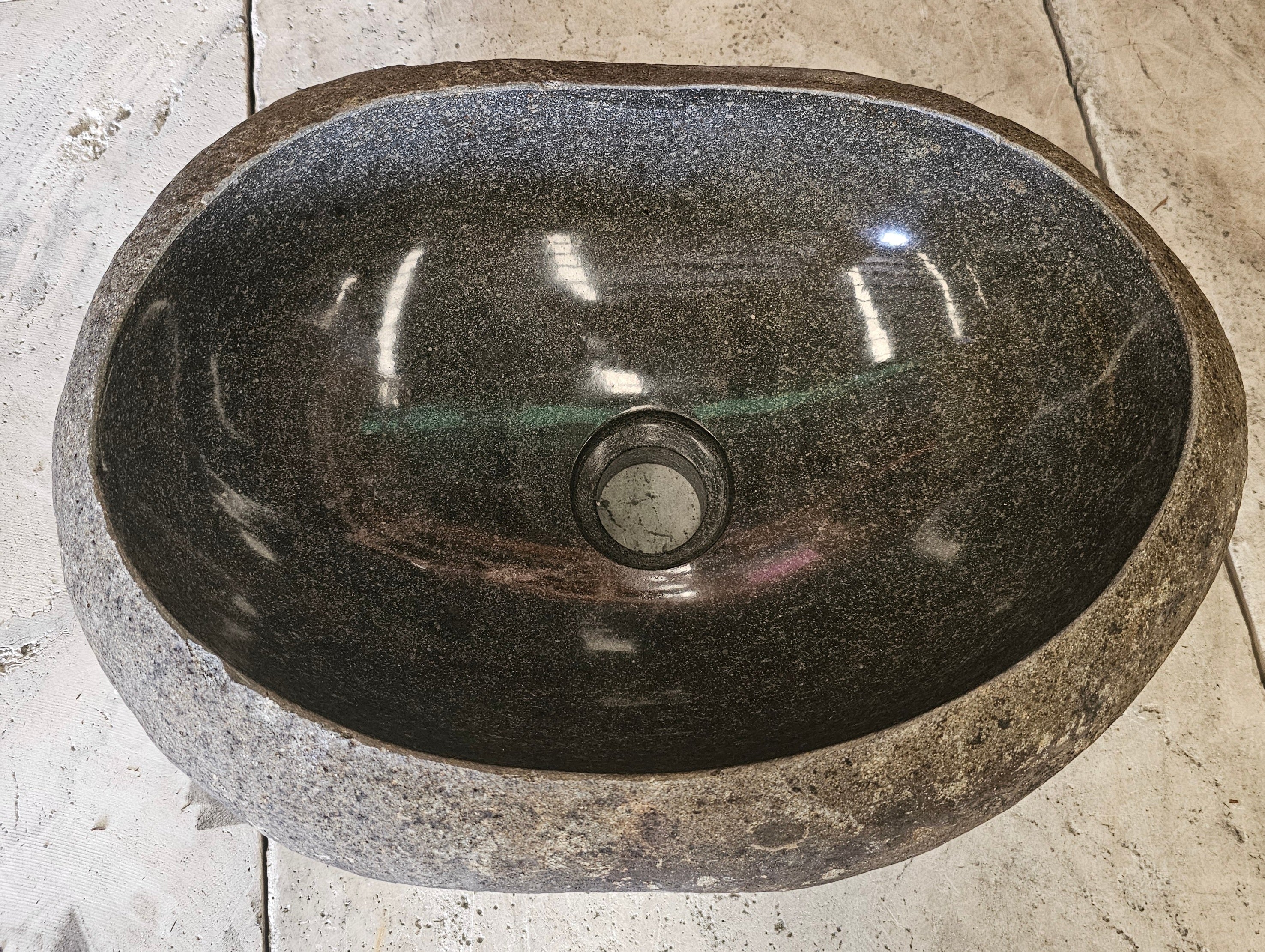 Handmade Natural Oval River Stone  Bathroom Basin  RVM 2310034