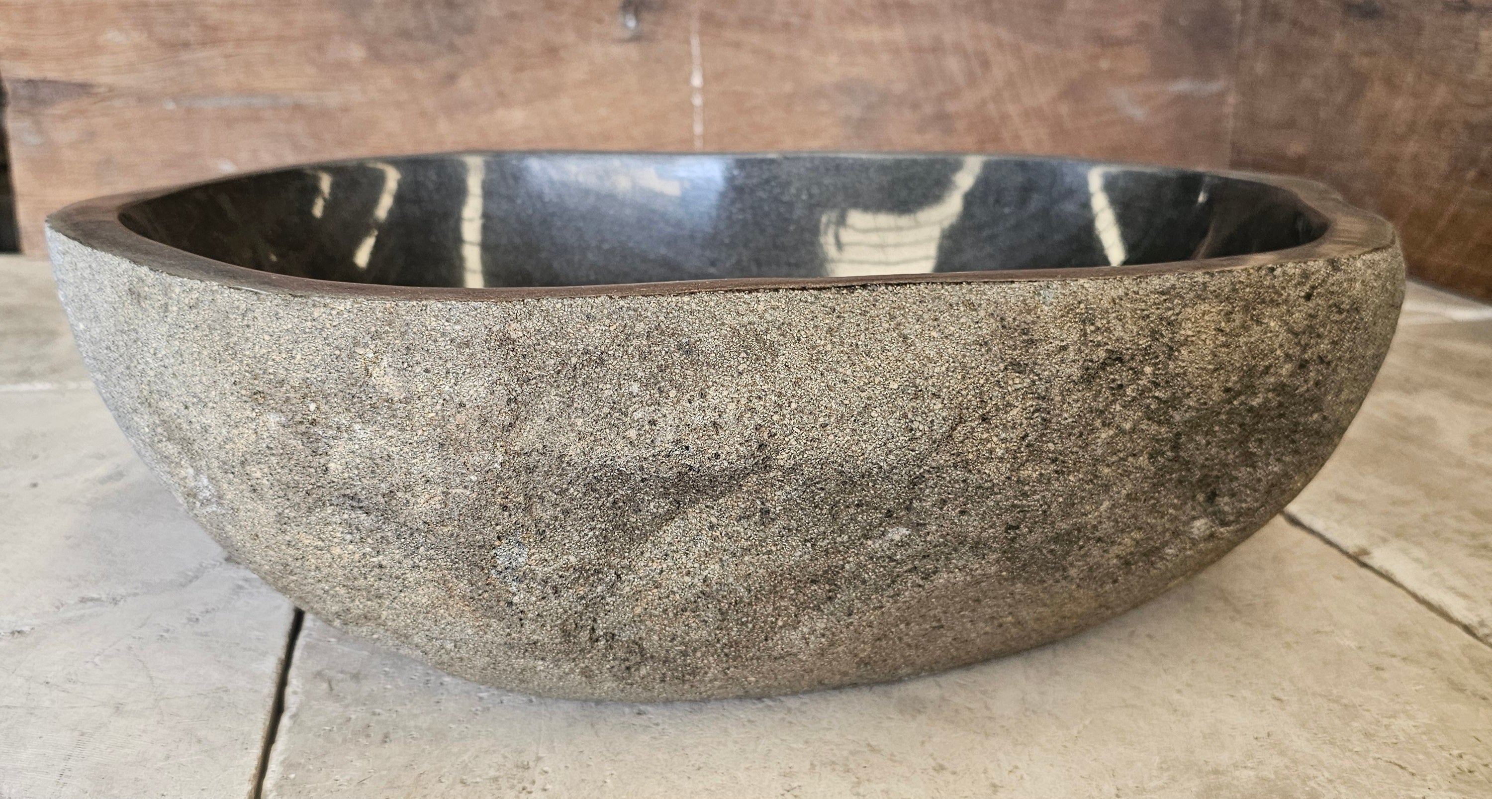 Handmade Natural Oval River Stone  Bathroom Basin  - RM 23101261