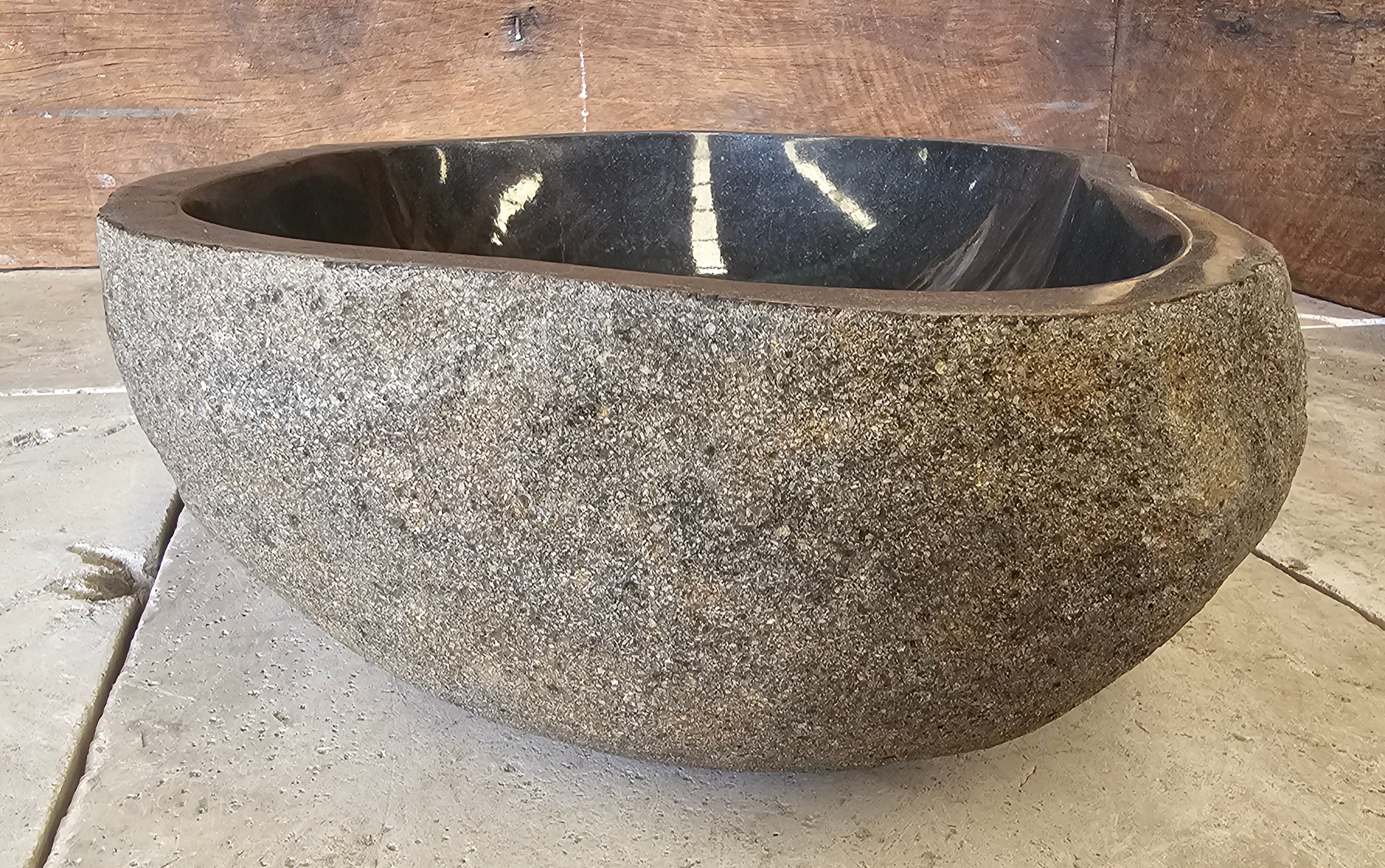 Handmade Natural Oval River Stone  Bathroom Basin  - RM 23101261