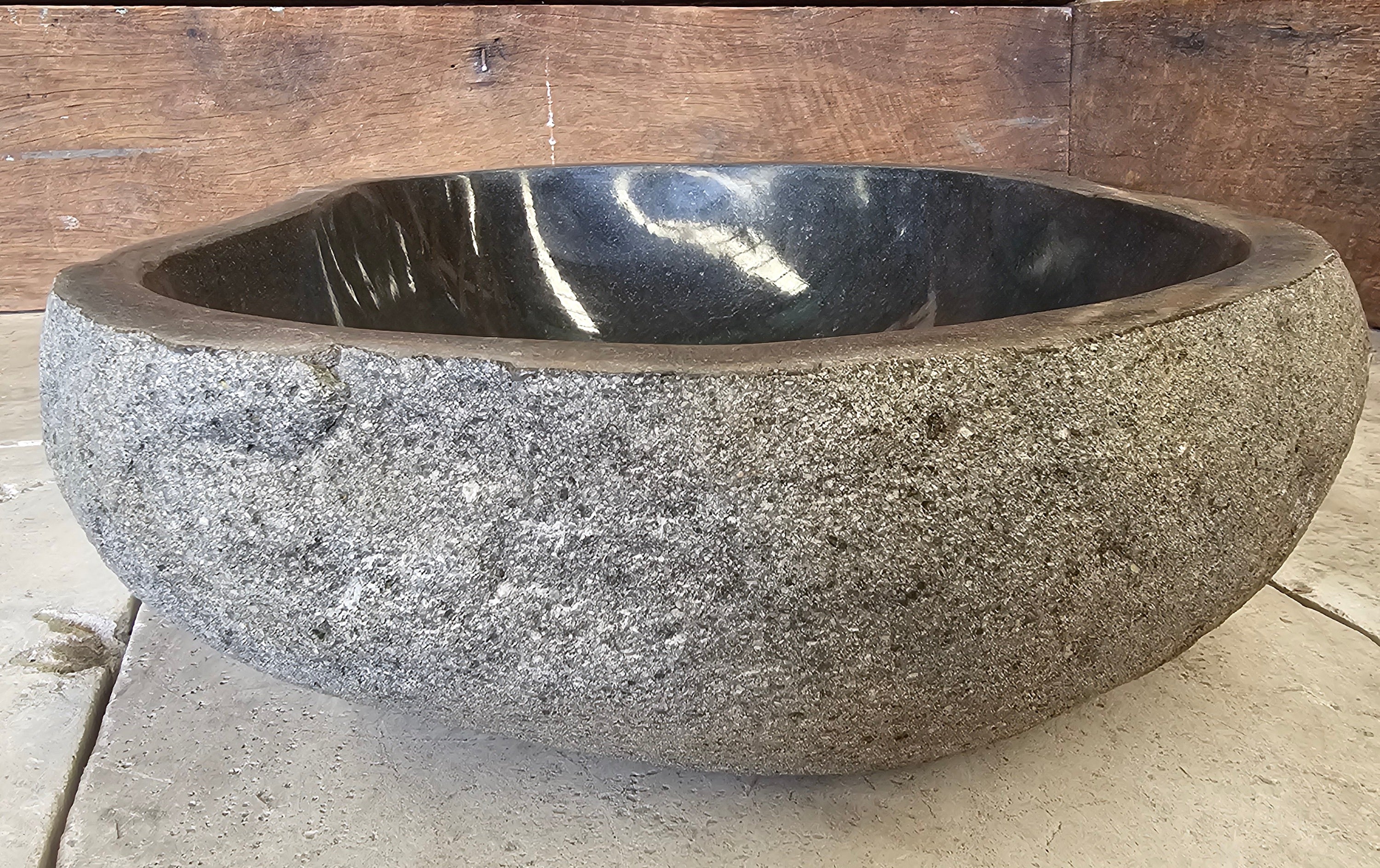 Handmade Natural Oval River Stone  Bathroom Basin  - RM 23101261