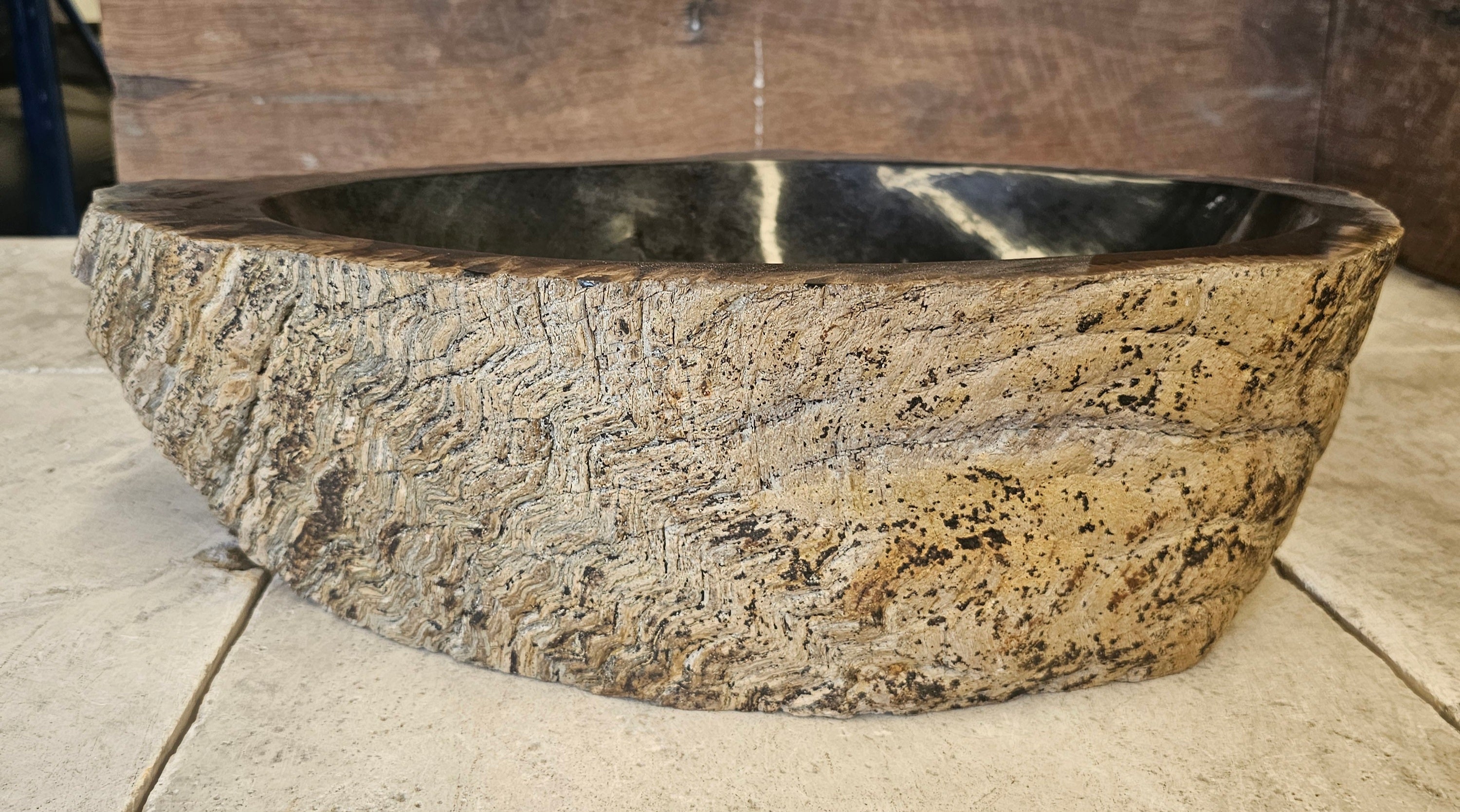 Natural Handmade Petrified Wood Basin - FSB 506008