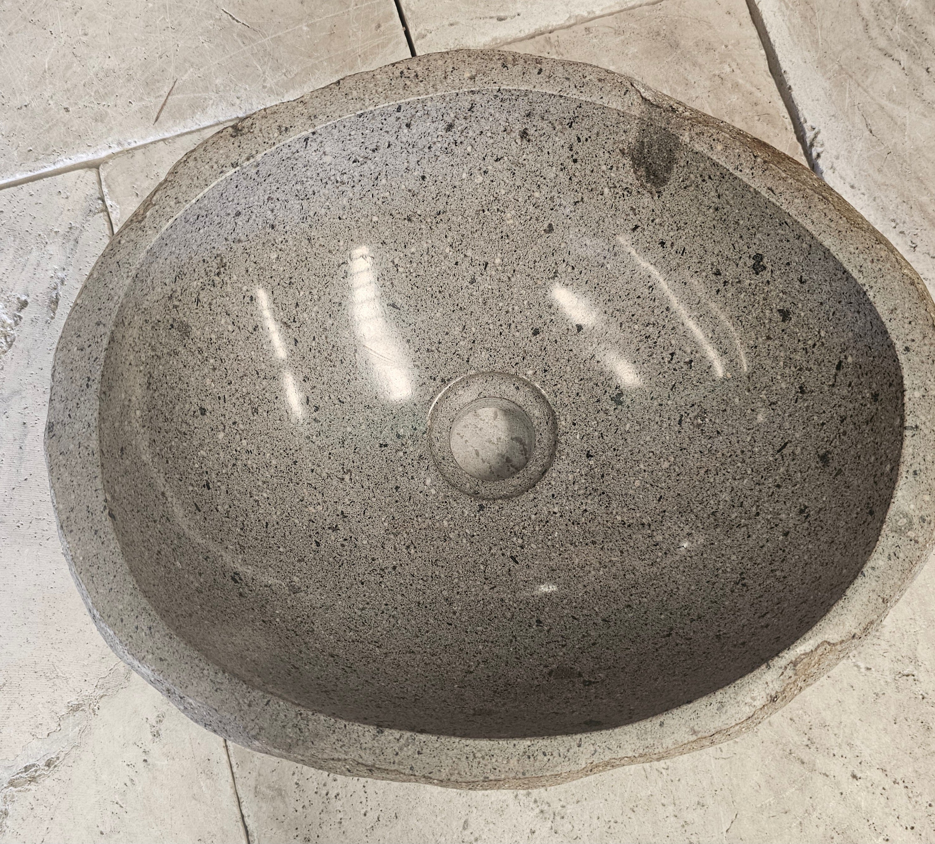 Handmade Natural Oval River Stone  Bathroom Basin  RS 2409116