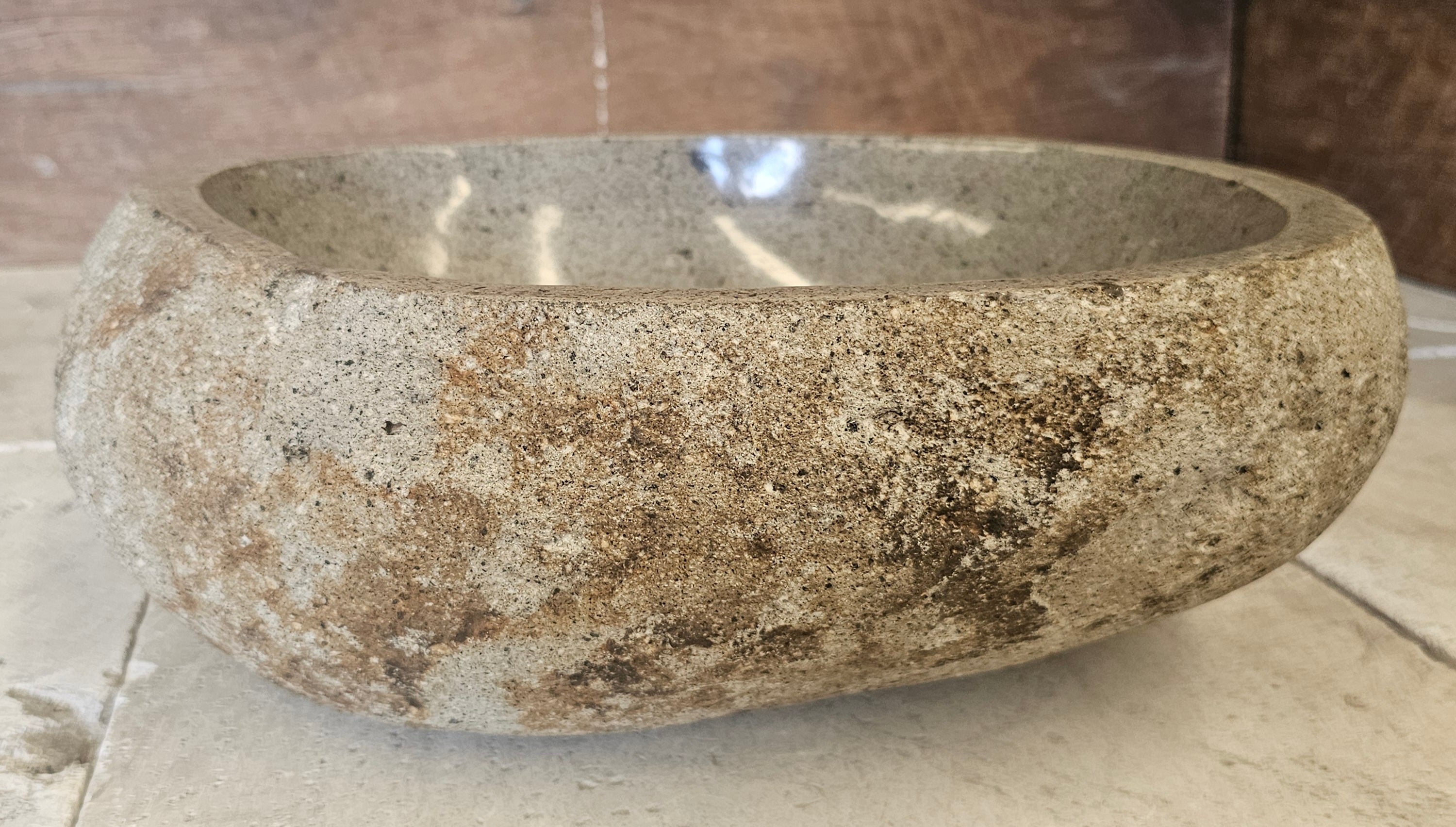 Handmade Natural Oval River Stone  Bathroom Basin  RS 2409116