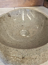 Handmade Natural Oval River Stone  Bathroom Basin  RS 2409116