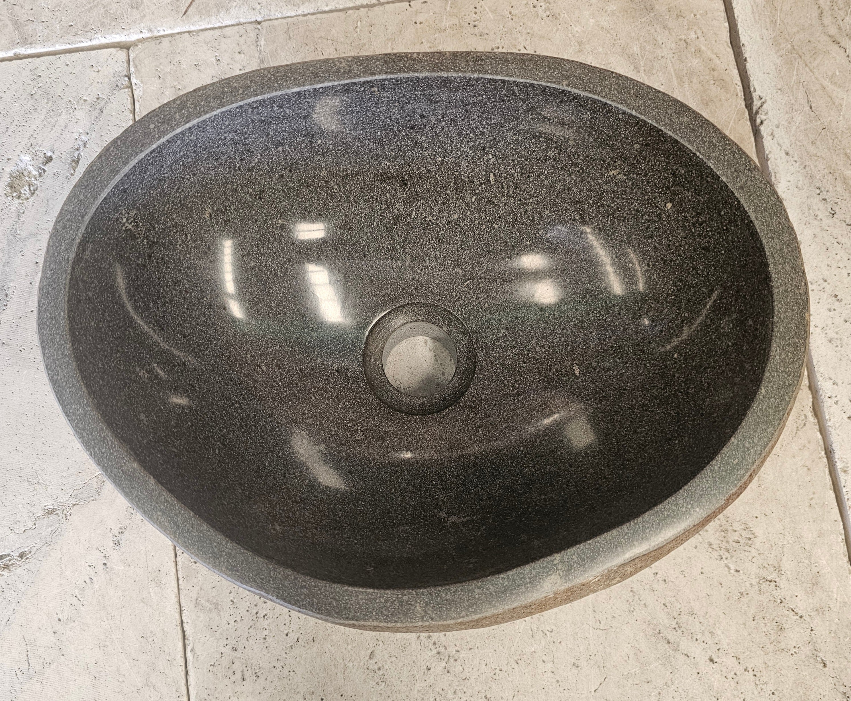 Handmade Natural Oval River Stone  Bathroom Basin  RS 2409071