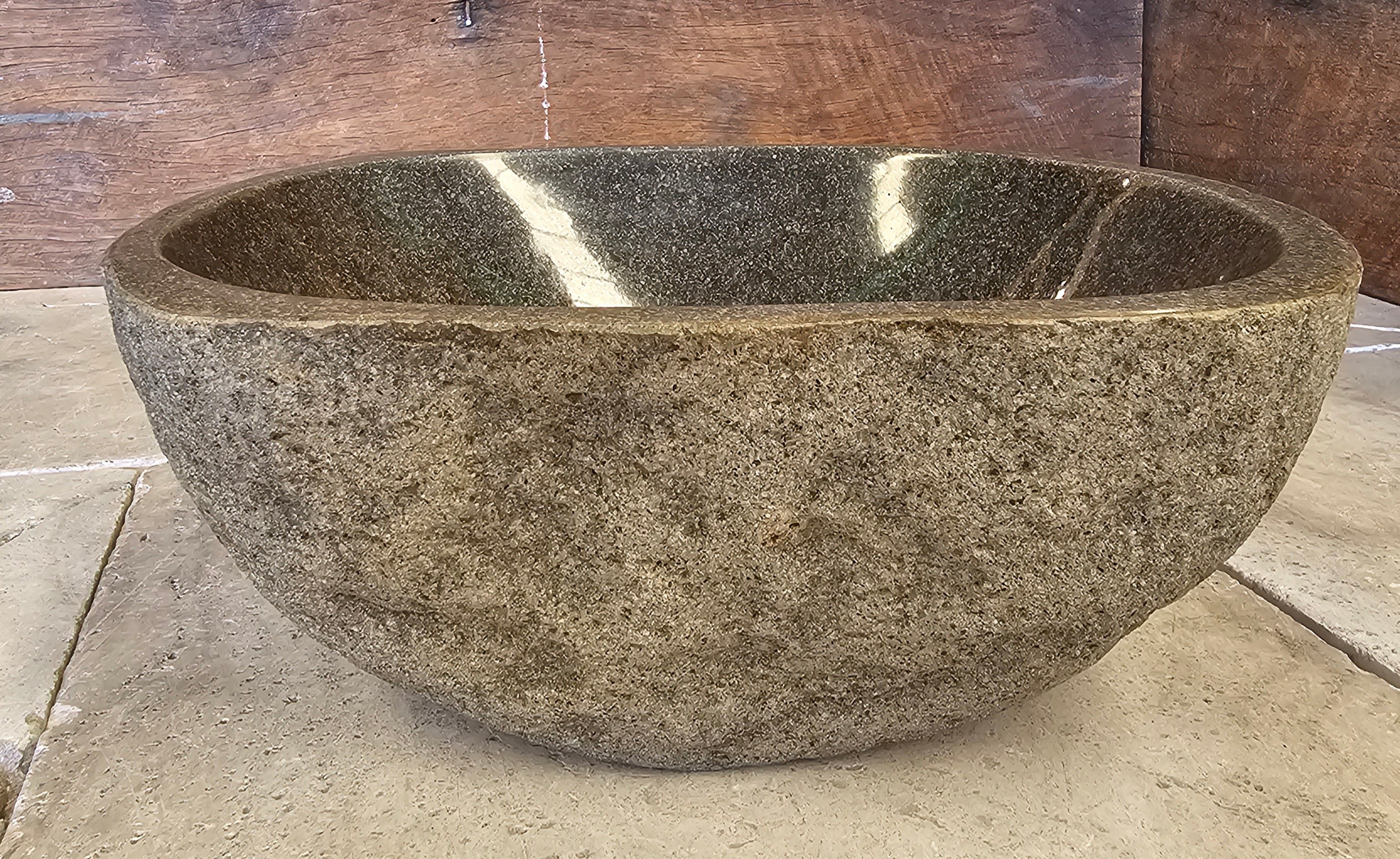 Handmade Natural Oval River Stone  Bathroom Basin  RS 2409061