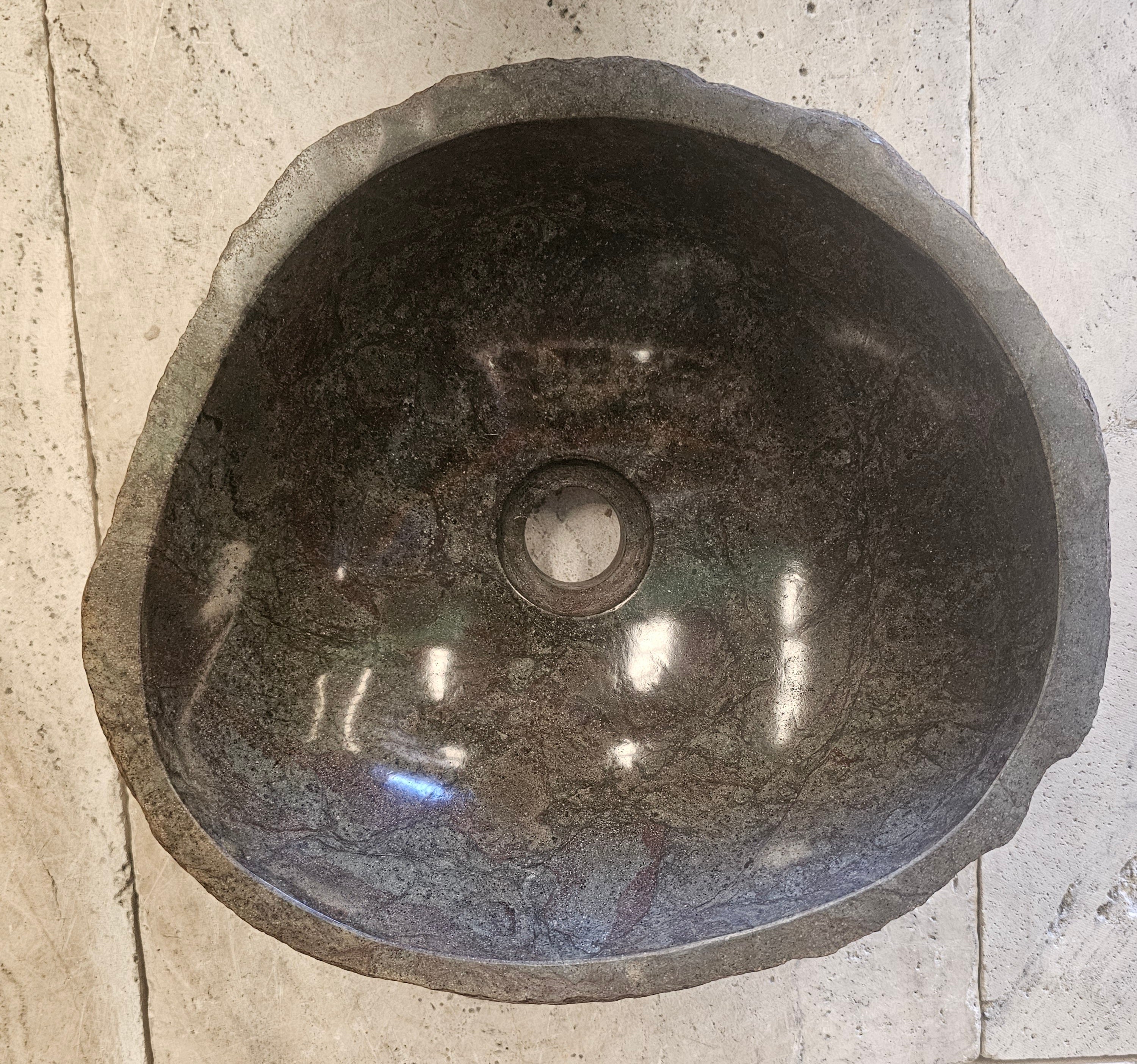 Handmade Natural Oval River Stone  Bathroom Basin  RS 2409063